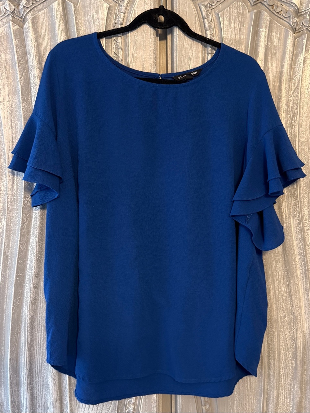 41 Hawthorn Royal Blue Ruffle Sleeve Blouse